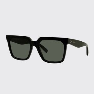 CELINE Oversized Square Sunglasses Shiny Black Acetate, Smoke Lens - Brand New